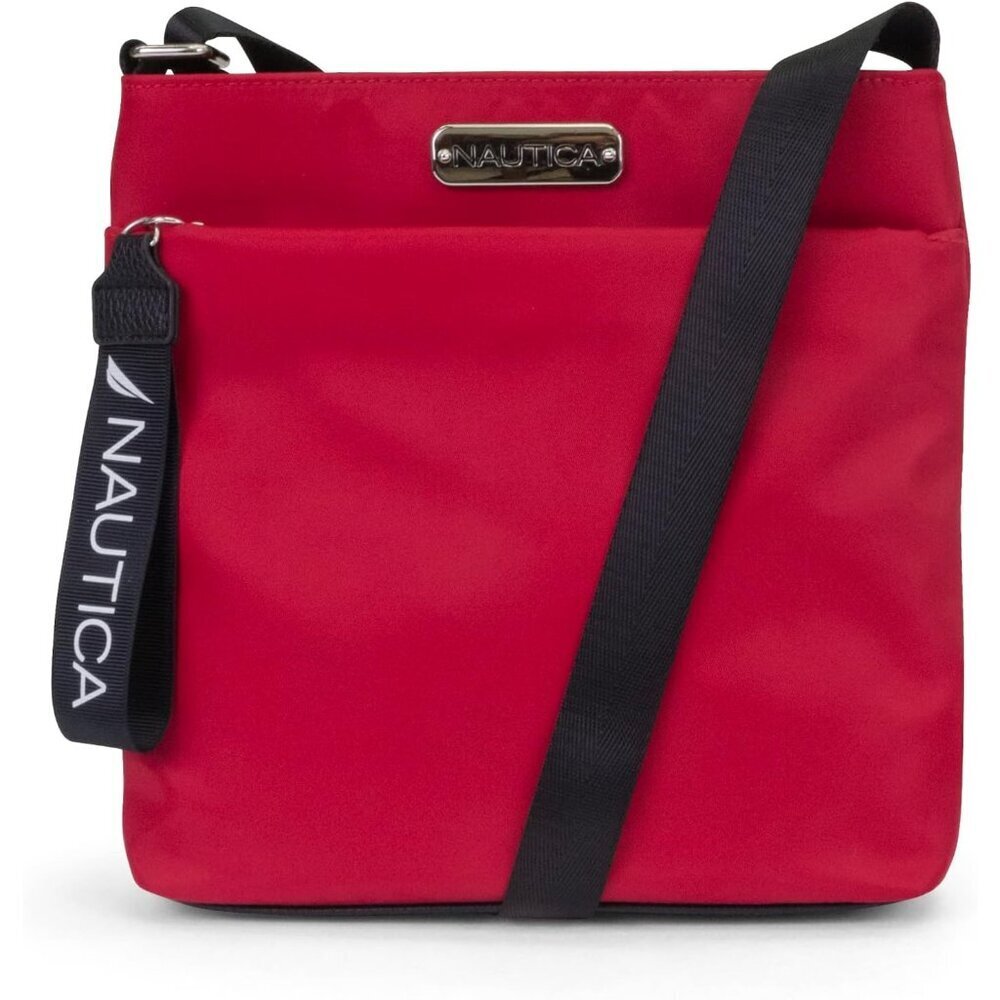 Women's Red Diver Nylon Small Crossbody Bag Purse Adjustable Shoulder Strap - Picture 2 of 6